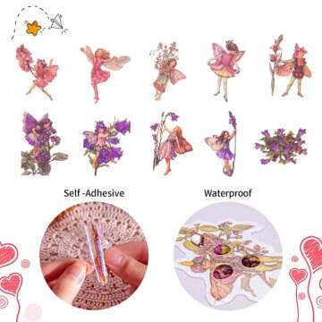 90 Pieces Fairy Stickers for Scrapbook, Transparent Flower Fairy Patch for Scrapbooking Hand Ledger Phone Case Laptop Diary DIY Crafts