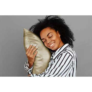 ShopBedding Satin Pillowcase with Zipper, for Hair and Skin Care, Feels Soft and Cool Like a Silk Pillowcase, Satin Pillow Cases 2 Pack, Slik Pillow Cover, Champagne, Queen, Set of 2 - Blissford