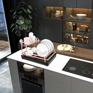 Tomorotec Dish Rack - Stylish Rose Gold Kitchen Essential
