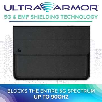 DefenderShield EMF Protection Laptop Sleeve & 5G Radiation Blocker Case - Notebook Computer EMF Blocking Shield Cover Lap Pad (fits up to 15" Laptop, MacBook etc)