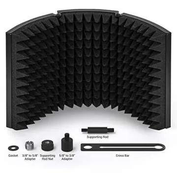 TONOR Microphone Isolation Shield, Studio Mic Sound Absorbing Foam Reflector for Any Condenser Microphone Recording Equipment Studio, Black