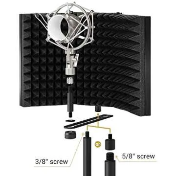 TONOR Microphone Isolation Shield, Studio Mic Sound Absorbing Foam Reflector for Any Condenser Microphone Recording Equipment Studio, Black