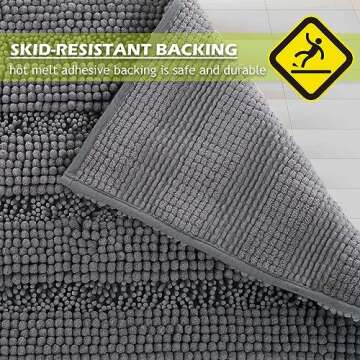 KGORGE Grey Bath Rugs - Soft Large Bathroom Rugs Farmhouse Floor Cover Water Absorbent Bath Mat Shower Carpet for Toilet Door Way Kitchen Kids Baby, 60" x 24", 1 Pc