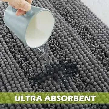 KGORGE Grey Bath Rugs - Soft Large Bathroom Rugs Farmhouse Floor Cover Water Absorbent Bath Mat Shower Carpet for Toilet Door Way Kitchen Kids Baby, 60" x 24", 1 Pc