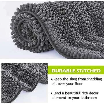 KGORGE Grey Bath Rugs - Soft Large Bathroom Rugs Farmhouse Floor Cover Water Absorbent Bath Mat Shower Carpet for Toilet Door Way Kitchen Kids Baby, 60" x 24", 1 Pc