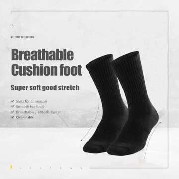 SOX TOWN Unisex Cushioned Crew Training Athletic Socks for Comfort and Performance