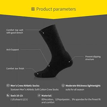 SOX TOWN Cushioned Crew Athletic Socks for Men and Women