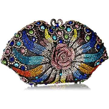 MOSSMON Formal 3D Flower Rhinestone Crystal Clutch Evening Wedding Bag For Women