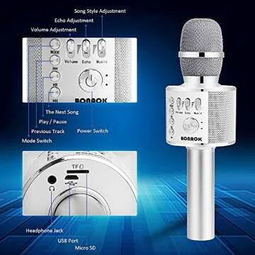 BONAOK Karaoke Microphone (white)