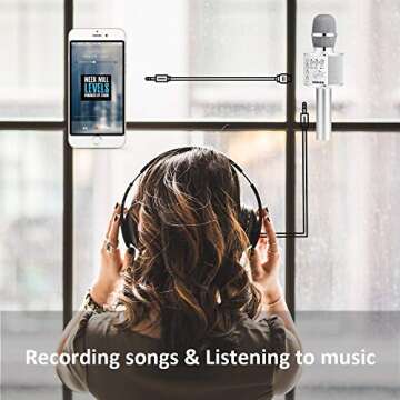 BONAOK Karaoke Microphone (white)