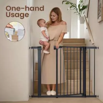 Mumeasy 36" High Extra Tall Dog Gate, 29.6"-40.5" Wide Pressure Mounted Tall Baby Gate for Dog, Auto Close Pet Gate with Door for Stairs,Doorways,House,Black