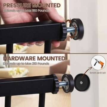 Mumeasy 36" High Extra Tall Dog Gate, 29.6"-40.5" Wide Pressure Mounted Tall Baby Gate for Dog, Auto Close Pet Gate with Door for Stairs,Doorways,House,Black