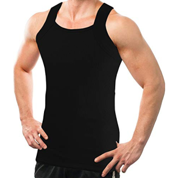 2 Pack Men's G-Unit Style Tank Tops Square Cut New USA Classic Design Muscle Ribbed Wife Beater Unde...