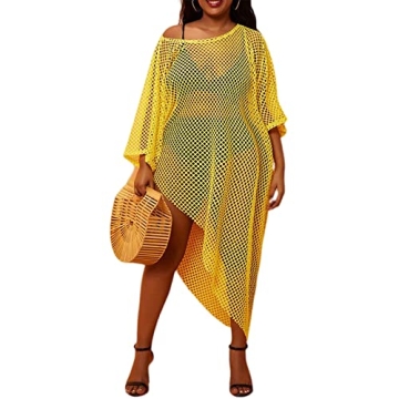 Jashlife Women Plus Size Swimsuit Cover Up - Bathing Suit Bikini Crochet Swim Cover Up Plus Size Swi...