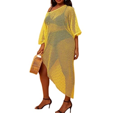 Jashlife Plus Size Crochet Swim Cover Up for Women