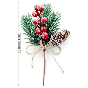 Red Berry Stems for Christmas Holiday Decor 8 PCS