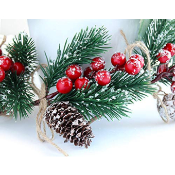 Red Berry Stems for Christmas Holiday Decor 8 PCS