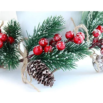 Red Berry Stems for Christmas Holiday Decor 8 PCS