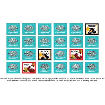 Urban Supply Co English to Spanish Colors Matching Memory Game. ESL and Language Immersion. Early Children's Bilingual Reading. Learn Spanish and English Colors