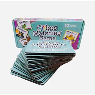 Urban Supply Co English to Spanish Colors Matching Memory Game. ESL and Language Immersion. Early Children's Bilingual Reading. Learn Spanish and English Colors