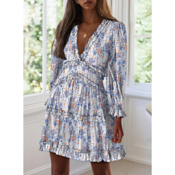 Dokotoo Women’s Deep V Neck Summer Casual Dress