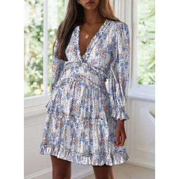 Dokotoo Women’s Deep V Neck Summer Casual Dress