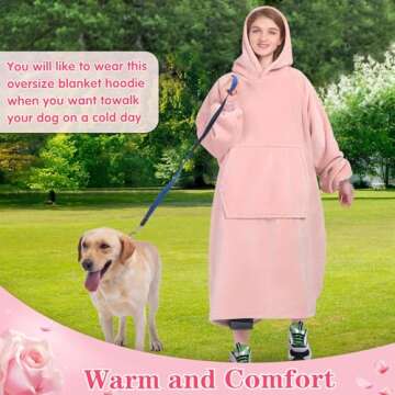 Waitu Wearable Blanket Sweatshirt Gifts for Women and Men, Sherpa Wearable Blanket Adult, Oversized Blanket Hoodie, Thick Sherpa Blanket, Warm Body Blanket Robe - Pink