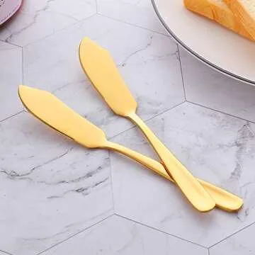 Stylish Gold Butter Knives Set of 6 for Elegant Dining