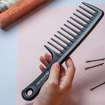 HYOUJIN Wide Tooth Combs For Gentle Detangling and Styling