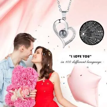 K KYMAKE Rose Bear Gifts for Her with Necklace