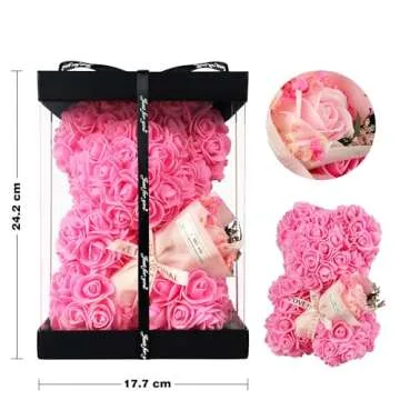 K KYMAKE Rose Bear Gifts for Her with Necklace