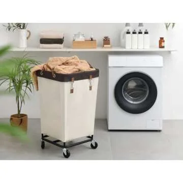 StorageWorks Laundry Hamper with Wheels, 160L Large Hampers for Laundry Rolling Laundry Basket, Dirty Clothes Hamper for Hotel, Home, Closet, Dorm, Beige, 1-Pack