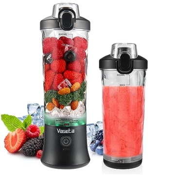 Portable Blender, Personal Size Blender for Shakes and Smoothies, Blender with 6 Blades, 20oz Mini M...