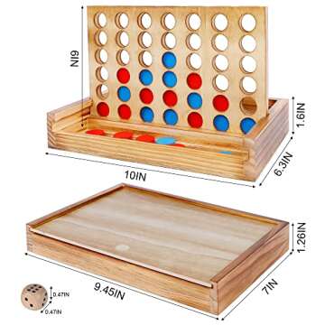 Glintoper Shut The Box & 4 in a Row Tables Game Set, Classic Wood Dice Game with Numbers & Line Up 4...