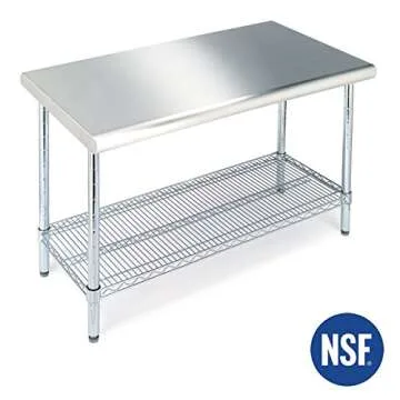 Seville Classics NSF Commercial Stainless Steel Top Work Table Island Utility Cart Prep Station, for...