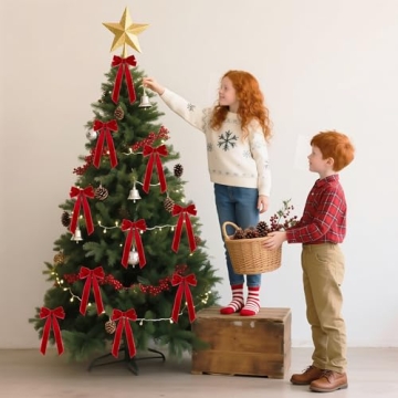 Senjie 16Pcs Velvet Ribbon Bows - Elegant Christmas Decoration