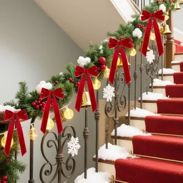 Senjie Velvet Ribbon Bows Set for Christmas Decor