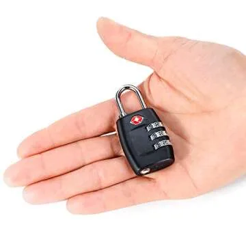 TSA Luggage Locks (4Pack) - 3 Digit Combination Padlocks - Approved Travel Lock for Suitcases & Baggage (Black)