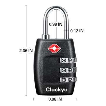 TSA Luggage Locks (4Pack) - 3 Digit Combination Padlocks - Approved Travel Lock for Suitcases & Baggage (Black)
