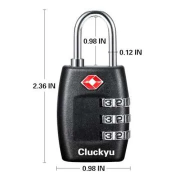 TSA Luggage Locks (4Pack) - 3 Digit Combination Padlocks - Approved Travel Lock for Suitcases & Baggage (Black)