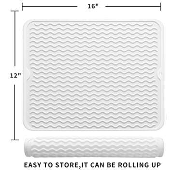 MicoYang Silicone Dish Drying Mat for Multiple Usage,Easy clean,Eco-friendly,Heat-resistant Silicone...