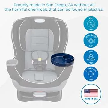 My Travel Tray Round, USA Made. Easily Convert Your existing Cup Holder to a Tray and Cup Holder for use in a Car Seat, Booster, Stroller, Golf Cart and Anywhere You Have a Cup Holder! - Navy