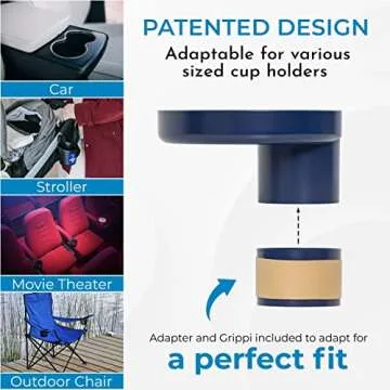 My Travel Tray Round, USA Made. Easily Convert Your existing Cup Holder to a Tray and Cup Holder for use in a Car Seat, Booster, Stroller, Golf Cart and Anywhere You Have a Cup Holder! - Navy