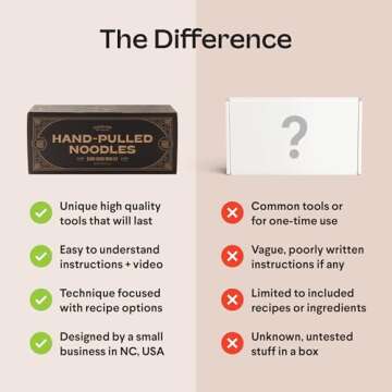 Hand-Pulled Noodles Kit Cooking Gifts for Valentines | Foodie Gift for Friends who Love Asian Cuisine using Top-Notch Kitchen Accessories Noodle Maker Present for Home Cooks & Teens Galentines Day