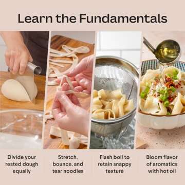 Hand-Pulled Noodles Kit Cooking Gifts for Valentines | Foodie Gift for Friends who Love Asian Cuisine using Top-Notch Kitchen Accessories Noodle Maker Present for Home Cooks & Teens Galentines Day