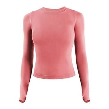 Aoxjox Seamless Long Sleeve Workout T-Shirt for Women