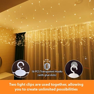 Dubh Fairy 300LED Curtain Lights - 8 Modes USB