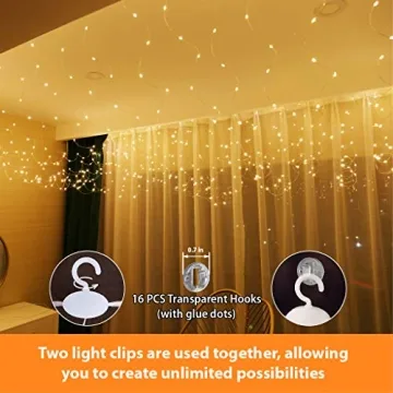 Dubh Fairy 300LED Curtain Lights - 8 Modes USB