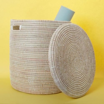Elegant Handcrafted Medium Storage Basket with Lid