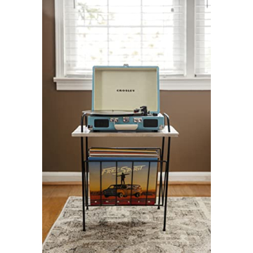 Crosley CR8005F-TU Cruiser Plus Vintage 3-Speed Bluetooth in/Out Suitcase Vinyl Record Player Turntable, Turquoise/White